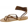 Hazelnut nubuck flat strappy sandals for women handmade in Italy