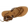 Hazelnut nubuck flat strappy sandals for women handmade in Italy