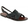 Brown leather franciscan sandals for women handmade in Italy