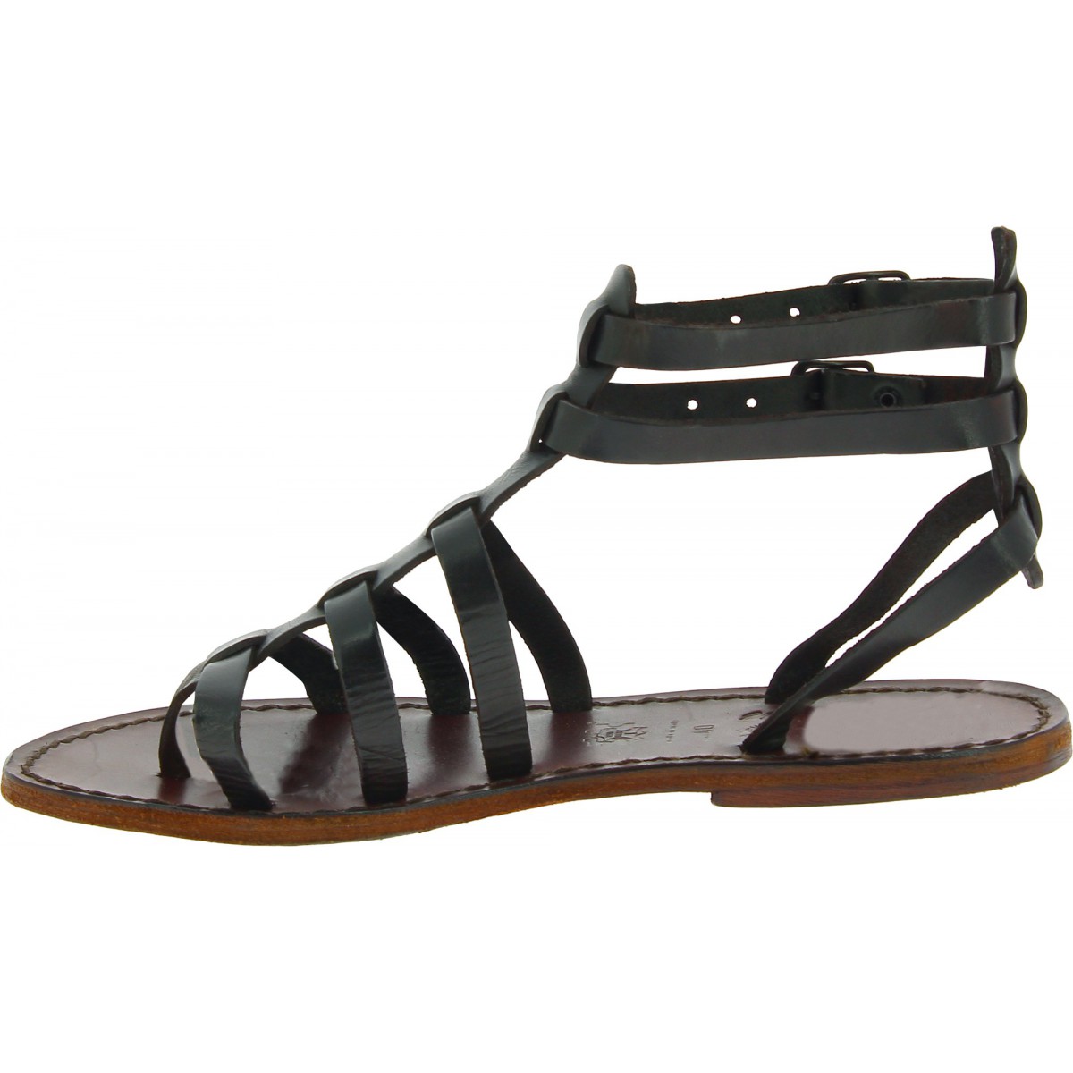 Dark brown gladiator sandals for women real leather Handmade in Italy ...