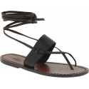 Brown leather strappy sandals Handmade in Italy