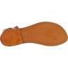 Sandalias tira en cuero marrón hecha a mano en Italia