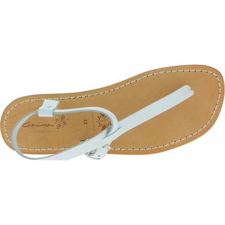 Handmade white leather thong sandals for men | The leather craftsmen