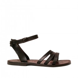 Brown leather franciscan sandals for womens handmade in Italy