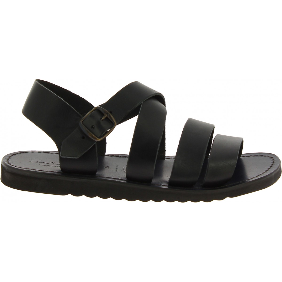 Handmade in Italy men's sandals in black leather | The leather craftsmen