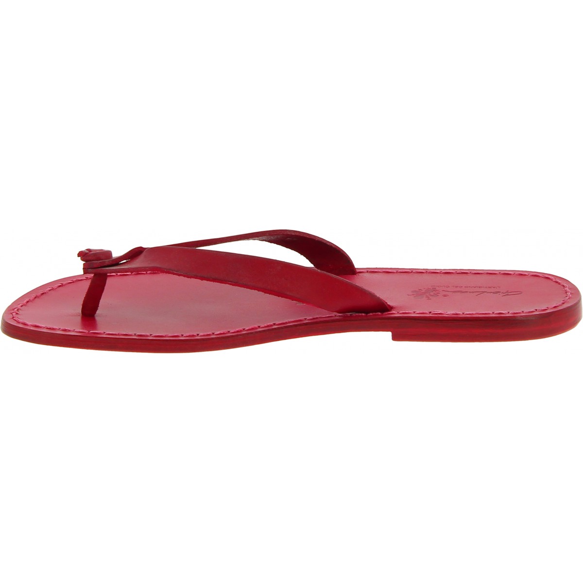 Red leather thongs sandals for men Handmade | The leather craftsmen