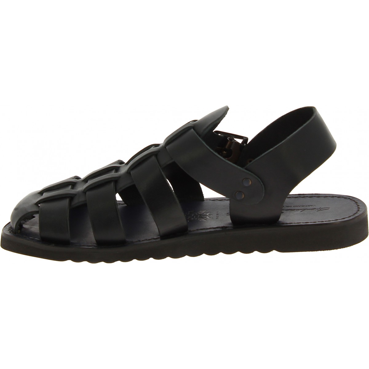 Handmade in Italy men's fisherman sandals in black leather | The ...