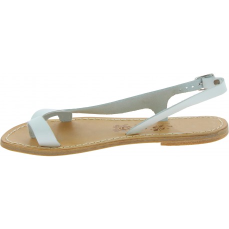 White leather thong sandals for women Handmade in Italy | The leather ...