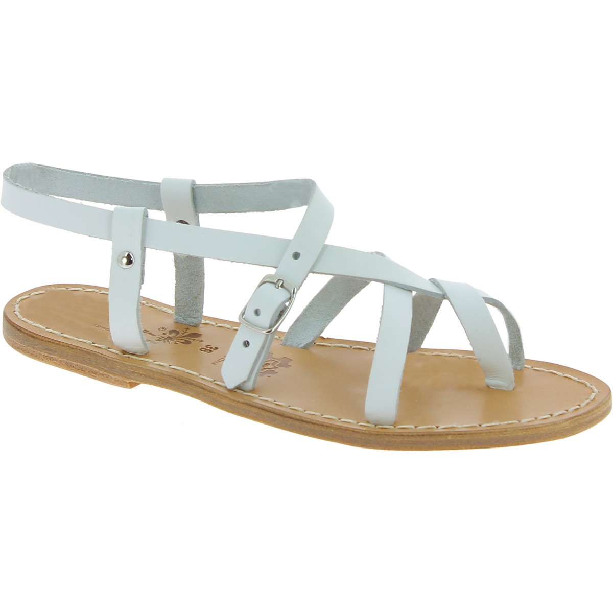 White leather flat sandals for women handmade in Italy | The leather ...