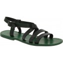 Men's green leather sandals Handmade in Italy