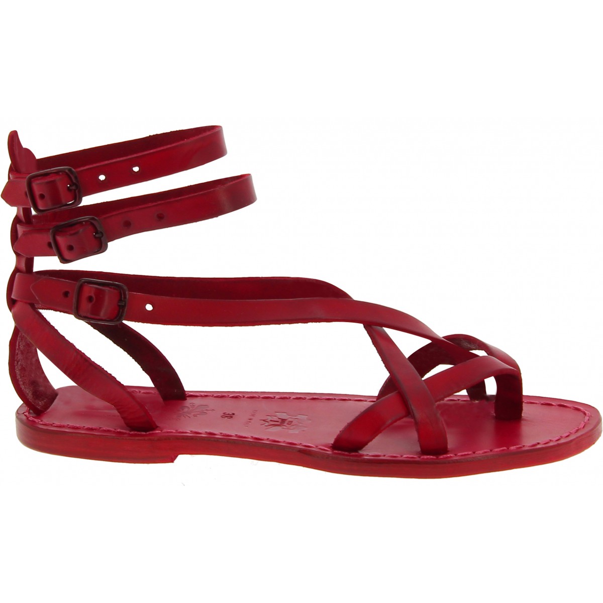 Red Leather Sandals Flat | lupon.gov.ph