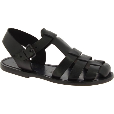 Black flat sandals for women real leather Handmade in Italy | The ...
