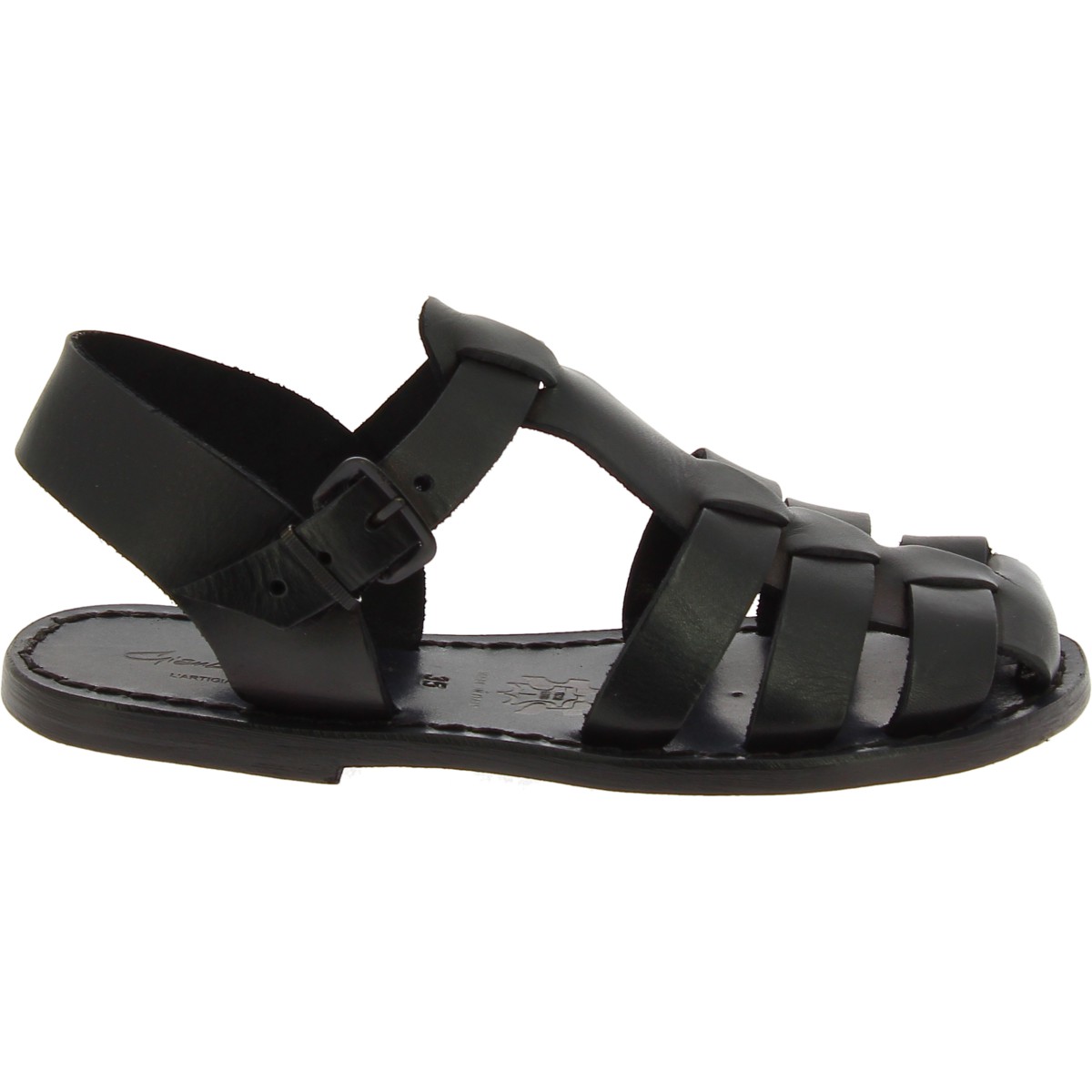 Black flat sandals for women real leather Handmade in Italy | The ...