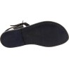 Sandalias planas negro para las mujeres reales de cuero hecho a mano en Italia