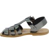 Flat sandals for women in titanium color leather Handmade in Italy