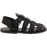 Handmade men's fisherman sandals in black leather Made in Italy