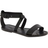 Women's sandals in black leather handmade in Italy