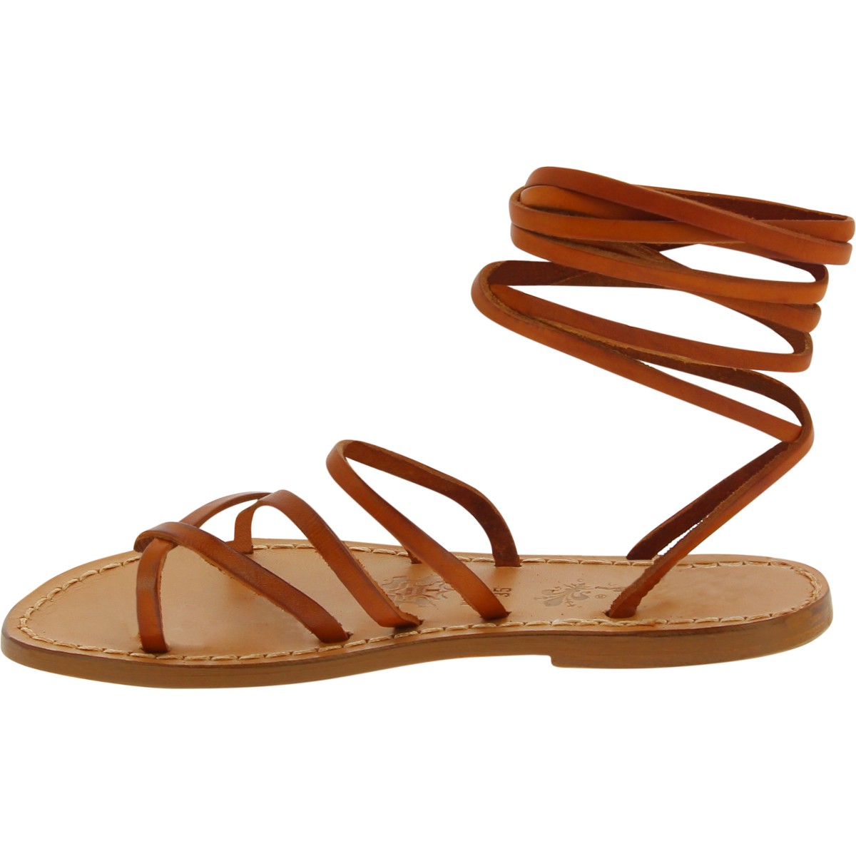 Women's tan strappy leather sandals handmade in Italy | The leather ...