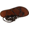 Sandalias tiras de cuero marrón oscuro mujeres hechas a mano en Italia