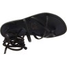 Sandalias tiras de piel negro mujeres hechas a mano en Italia