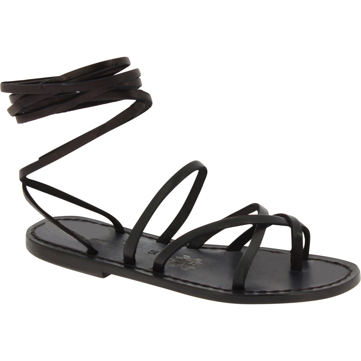 Women's black strappy leather sandals handmade in Italy | The leather ...