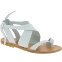 Women's sandals in white leather handmade in Italy