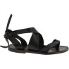 Women's flat black leather sandals handmade in Italy
