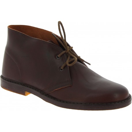 Women's dark brown leather chukka boots handmade in Italy | The leather ...
