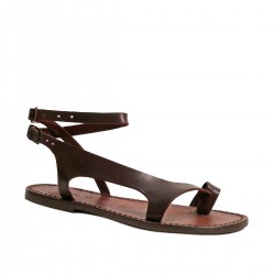 Brown leather thong sandals for women Handmade in Italy