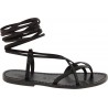 Black strappy flat sandals for women handmade in Italy