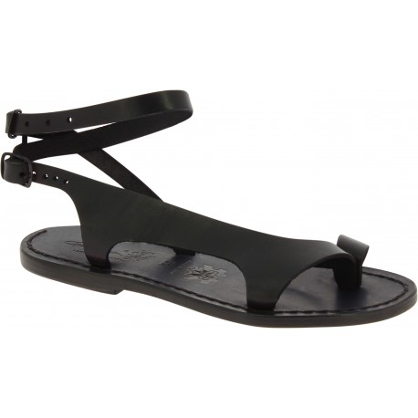 Black leather thong sandals for women Handmade in Italy | The leather ...