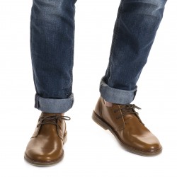 Chaussures basses homme en cuir marron artisanales fabriqué en Italie