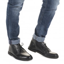 Desert boots homme en cuir noir artisanales fabriqué en Italie