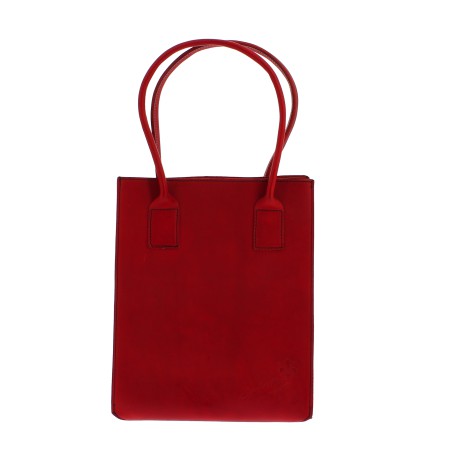 Red leather small tote bag for women handmade | Gianluca - The leather ...