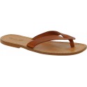 Handmade tan leather thong sandals for men Made in Italy