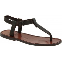 Handmade men's brown leather thong sandals