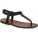 Handmade men's brown leather thong sandals