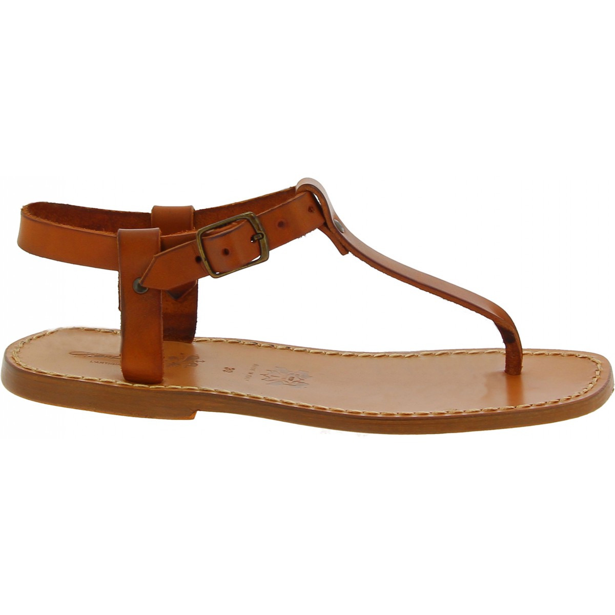 Handmade men's tan leather thong sandals | The leather craftsmen
