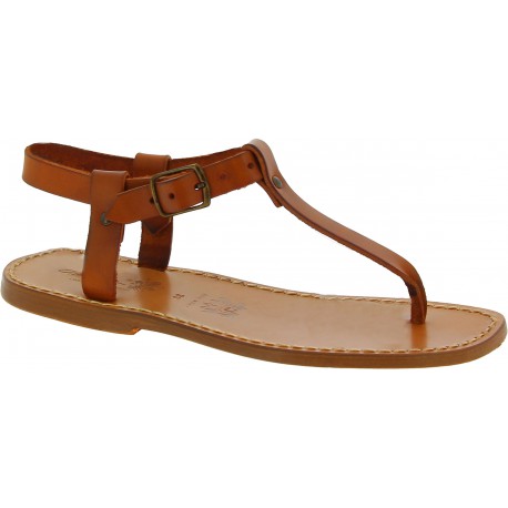 Handmade men's tan leather thong sandals