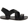 Black leather women's sandals handmade in Italy