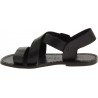 Black leather women's sandals handmade in Italy