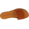 Women's leather slide sandals in tan leather handmade