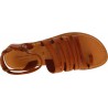 Sandales tong pour femme en cuir marron travaillé à la main
