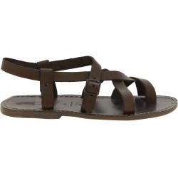 Gladiator sandals for men in mud color calf leather