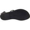 Handmade women's flat sandals in black leather