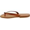Handmade women's thong slippers in tan leather