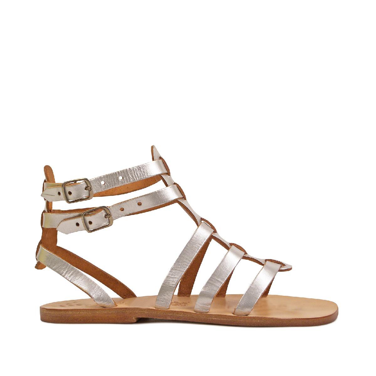 Silver gladiator sandals for women's Handmade in Italy | Gianluca - The ...