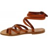 Women's tan leather strappy sandals handmade in Italy
