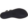 Handmade t-strap black leather flat sandals for women