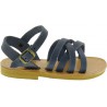 Child's gladiator braided sandals in blue nubuck leather with buckle closure